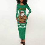 South Africa Christmas Long Sleeve Bodycon Dress Christmas Santa Claus Tattoo - African Pride
