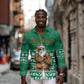South Africa Christmas Long Sleeve Button Shirt Christmas Santa Claus Tattoo - African Pride