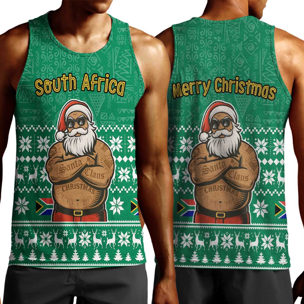 South Africa Christmas Men Tank Top Christmas Santa Claus Tattoo - African Pride