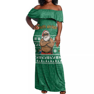 South Africa Christmas Off Shoulder Maxi Dress Christmas Santa Claus Tattoo - African Pride