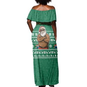 South Africa Christmas Off Shoulder Maxi Dress Christmas Santa Claus Tattoo - African Pride