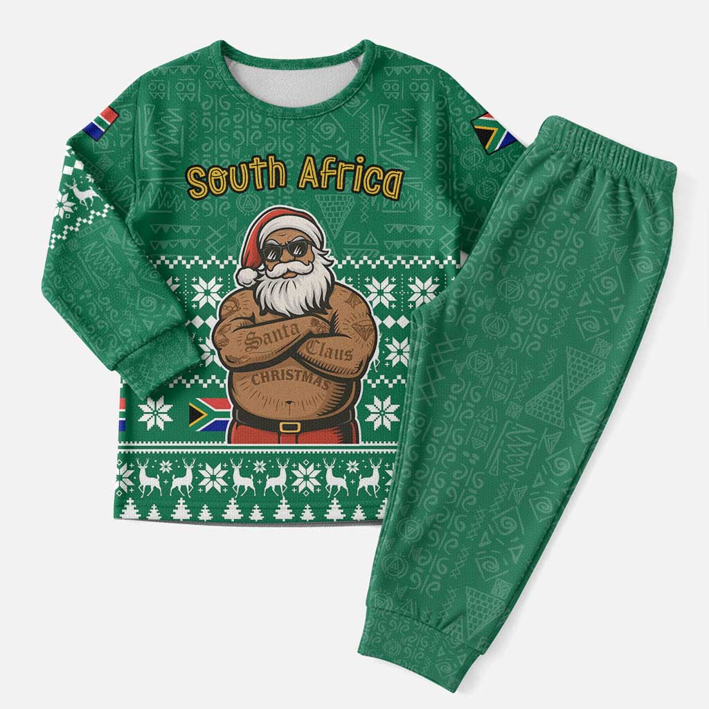 South Africa Christmas Pajama Set Christmas Santa Claus Tattoo - African Pride