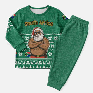 South Africa Christmas Pajama Set Christmas Santa Claus Tattoo - African Pride