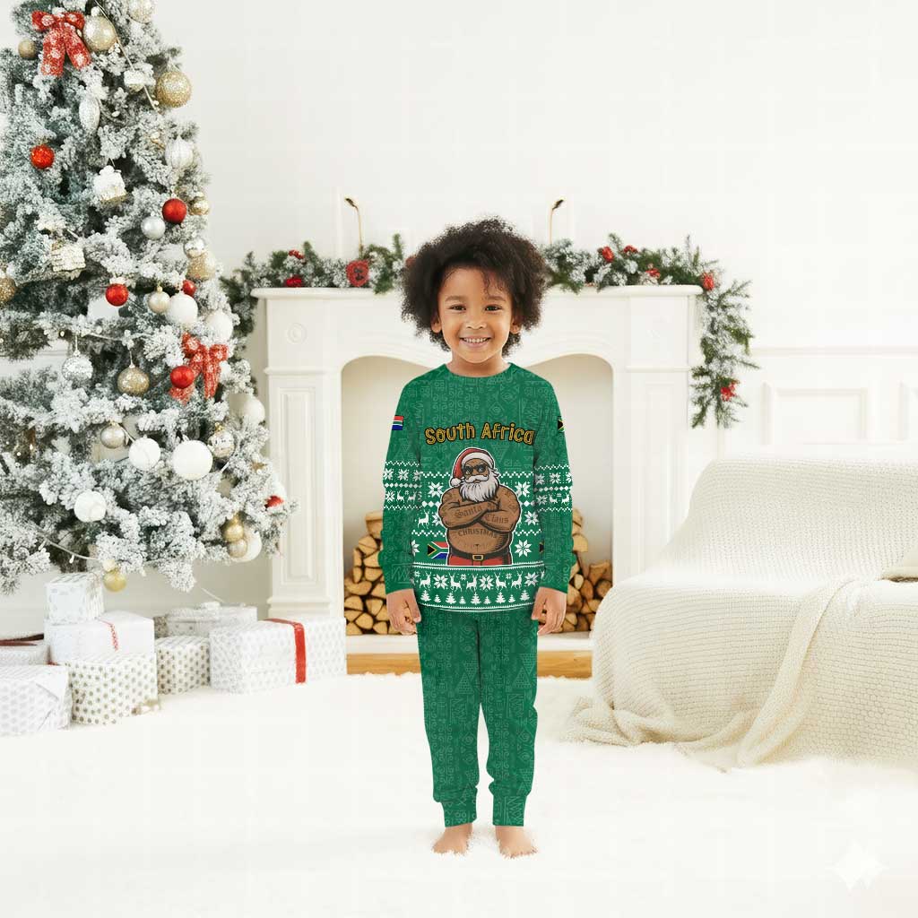 South Africa Christmas Pajama Set Christmas Santa Claus Tattoo - African Pride