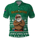 South Africa Christmas Polo Shirt Christmas Santa Claus Tattoo - African Pride