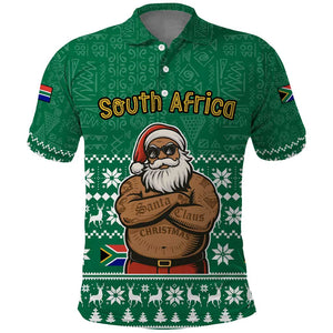 South Africa Christmas Polo Shirt Christmas Santa Claus Tattoo - African Pride