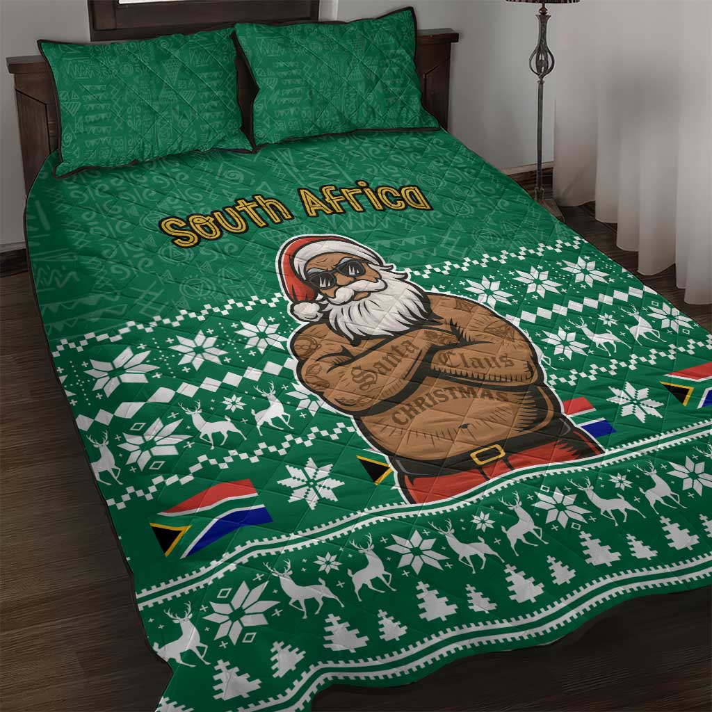 South Africa Christmas Quilt Bed Set Christmas Santa Claus Tattoo - African Pride