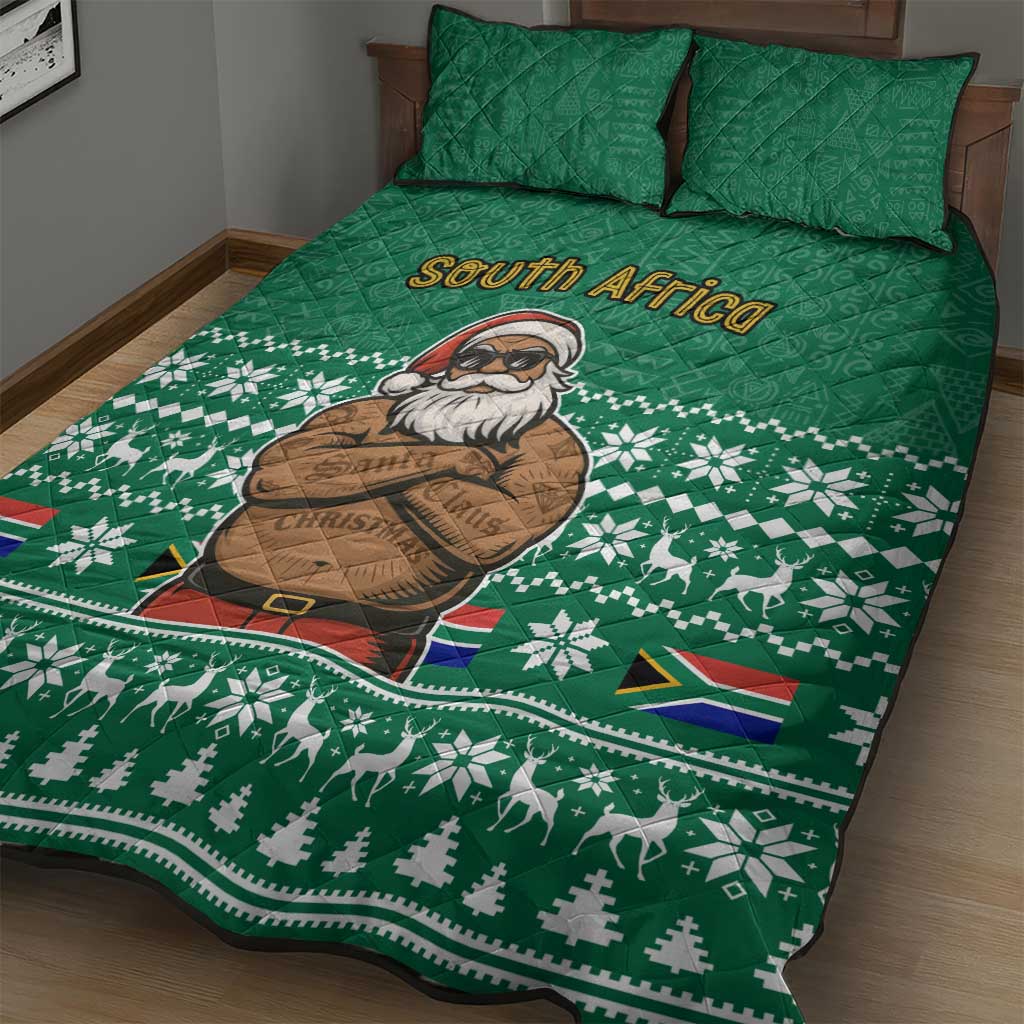 South Africa Christmas Quilt Bed Set Christmas Santa Claus Tattoo - African Pride
