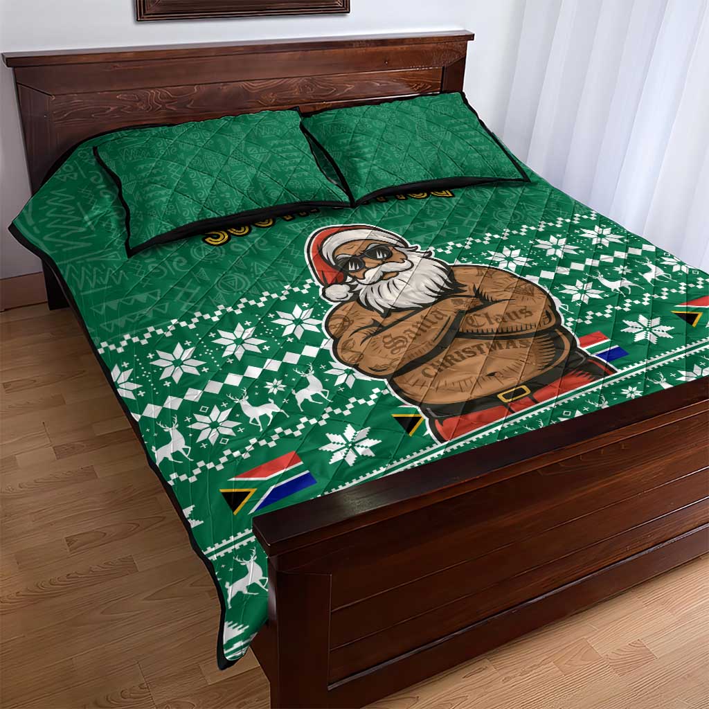 South Africa Christmas Quilt Bed Set Christmas Santa Claus Tattoo - African Pride