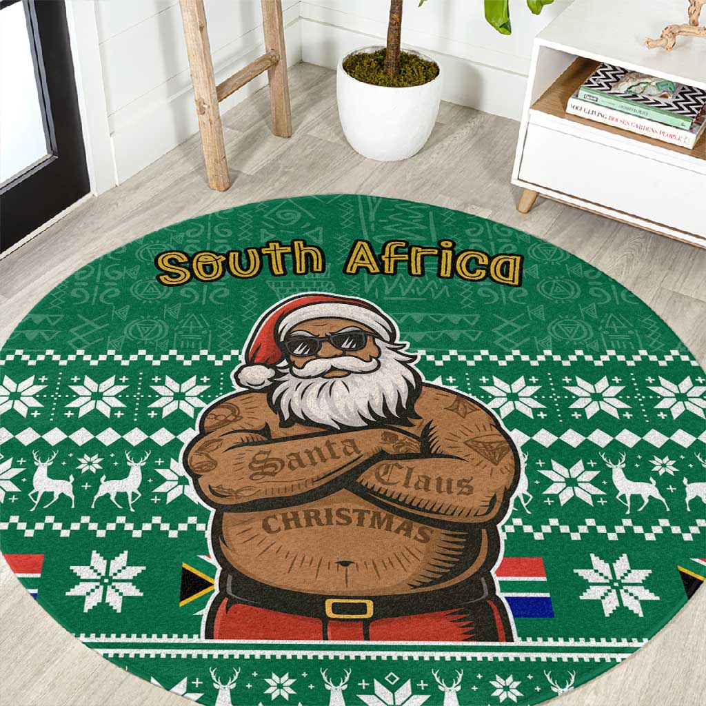 South Africa Christmas Round Carpet Christmas Santa Claus Tattoo - African Pride