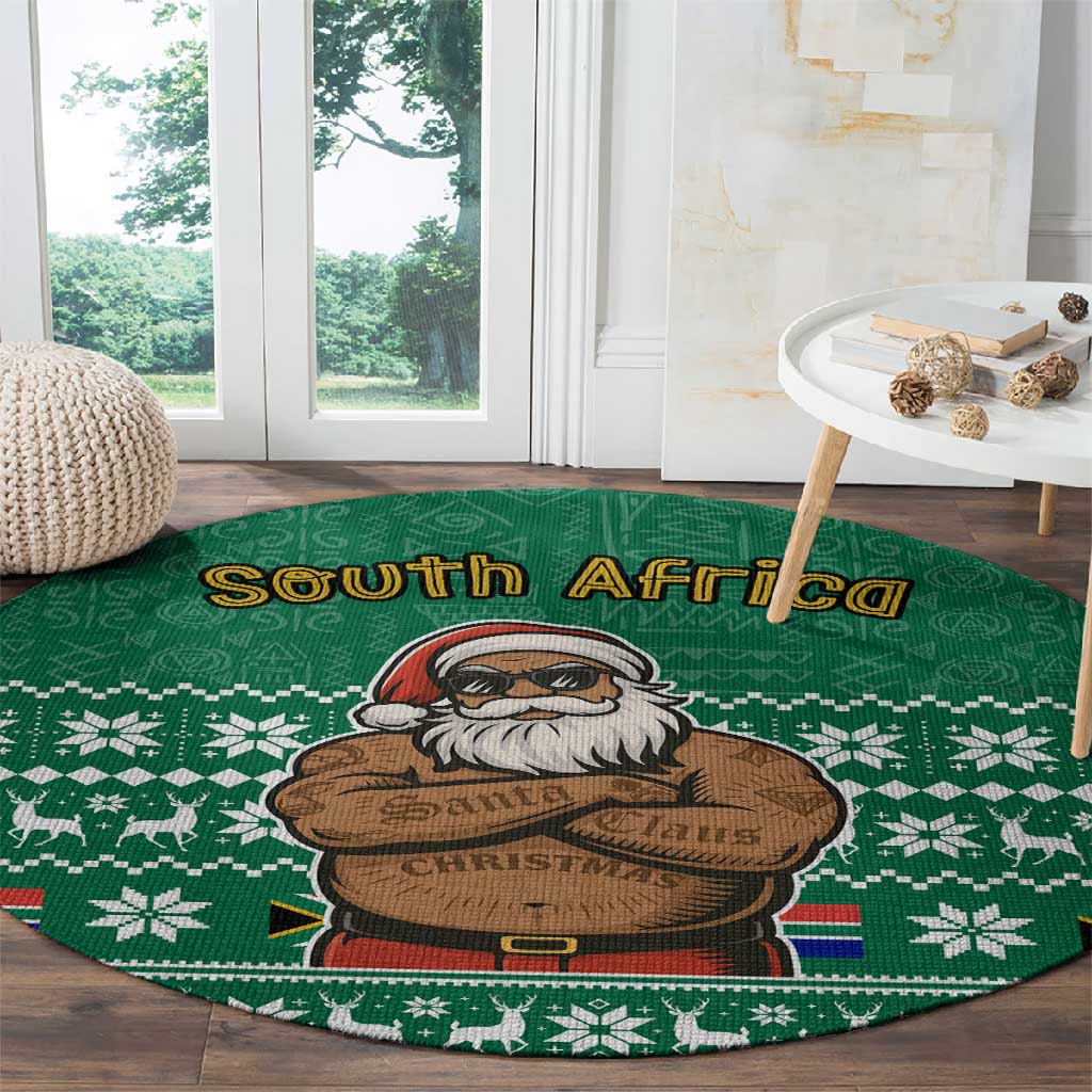 South Africa Christmas Round Carpet Christmas Santa Claus Tattoo - African Pride