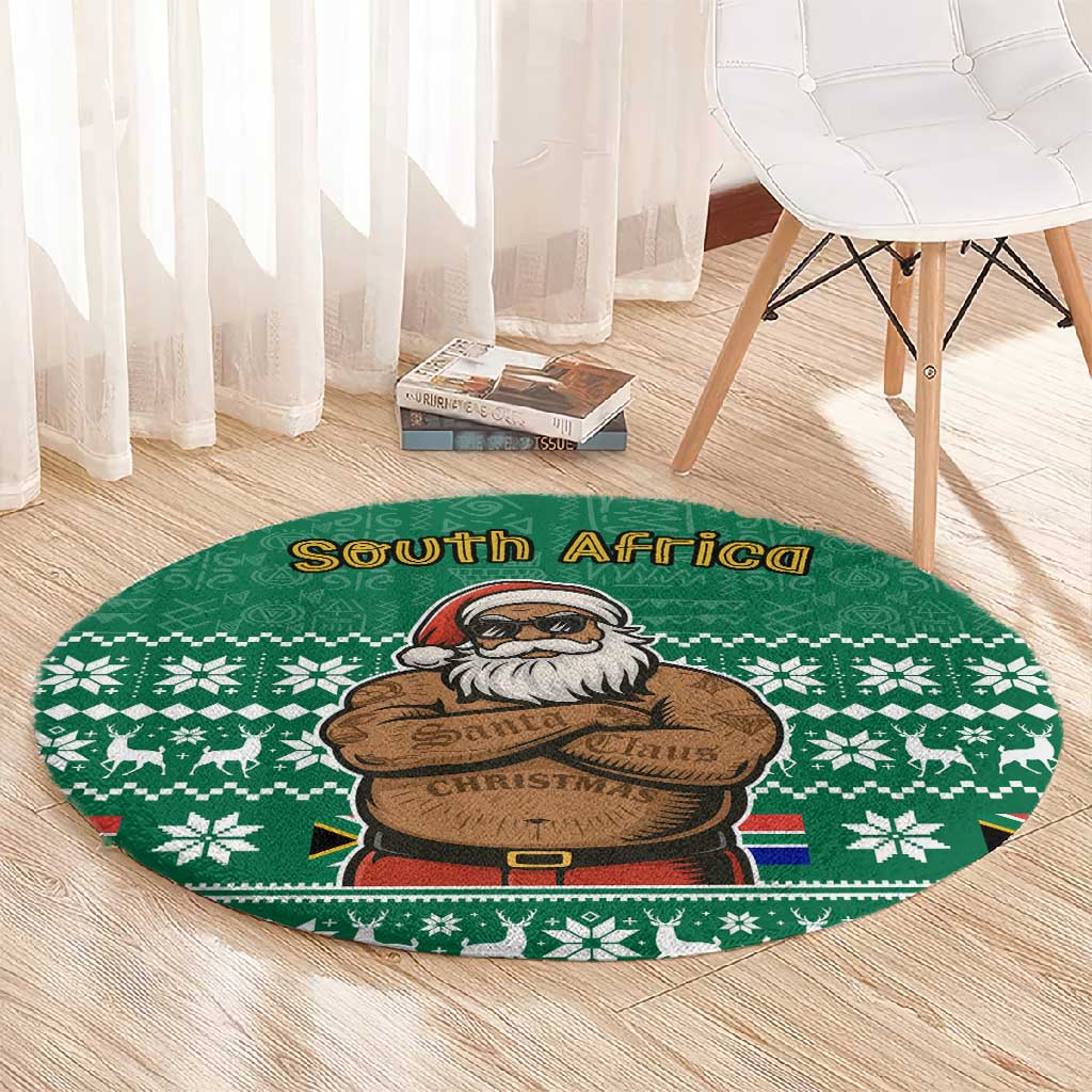 South Africa Christmas Round Carpet Christmas Santa Claus Tattoo - African Pride