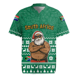 South Africa Christmas Rugby Jersey Christmas Santa Claus Tattoo - African Pride