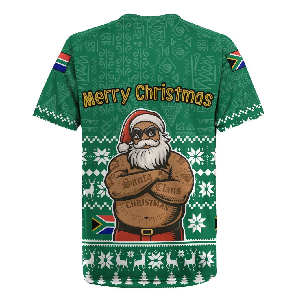 South Africa Christmas Rugby Jersey Christmas Santa Claus Tattoo - African Pride