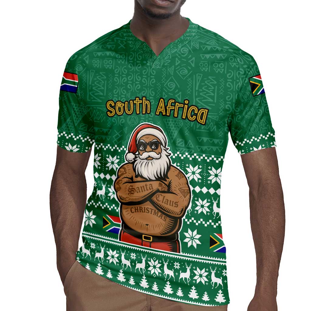 South Africa Christmas Rugby Jersey Christmas Santa Claus Tattoo - African Pride