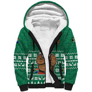 South Africa Christmas Sherpa Hoodie Christmas Santa Claus Tattoo - African Pride