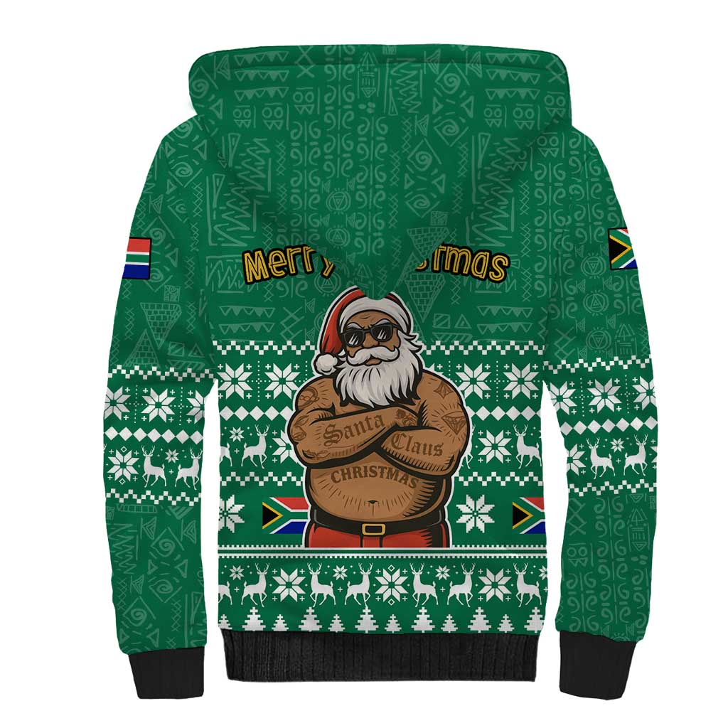 South Africa Christmas Sherpa Hoodie Christmas Santa Claus Tattoo - African Pride