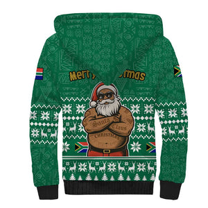 South Africa Christmas Sherpa Hoodie Christmas Santa Claus Tattoo - African Pride
