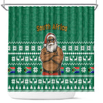South Africa Christmas Shower Curtain Christmas Santa Claus Tattoo - African Pride