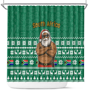 South Africa Christmas Shower Curtain Christmas Santa Claus Tattoo - African Pride