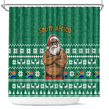 South Africa Christmas Shower Curtain Christmas Santa Claus Tattoo - African Pride