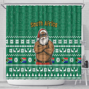 South Africa Christmas Shower Curtain Christmas Santa Claus Tattoo - African Pride