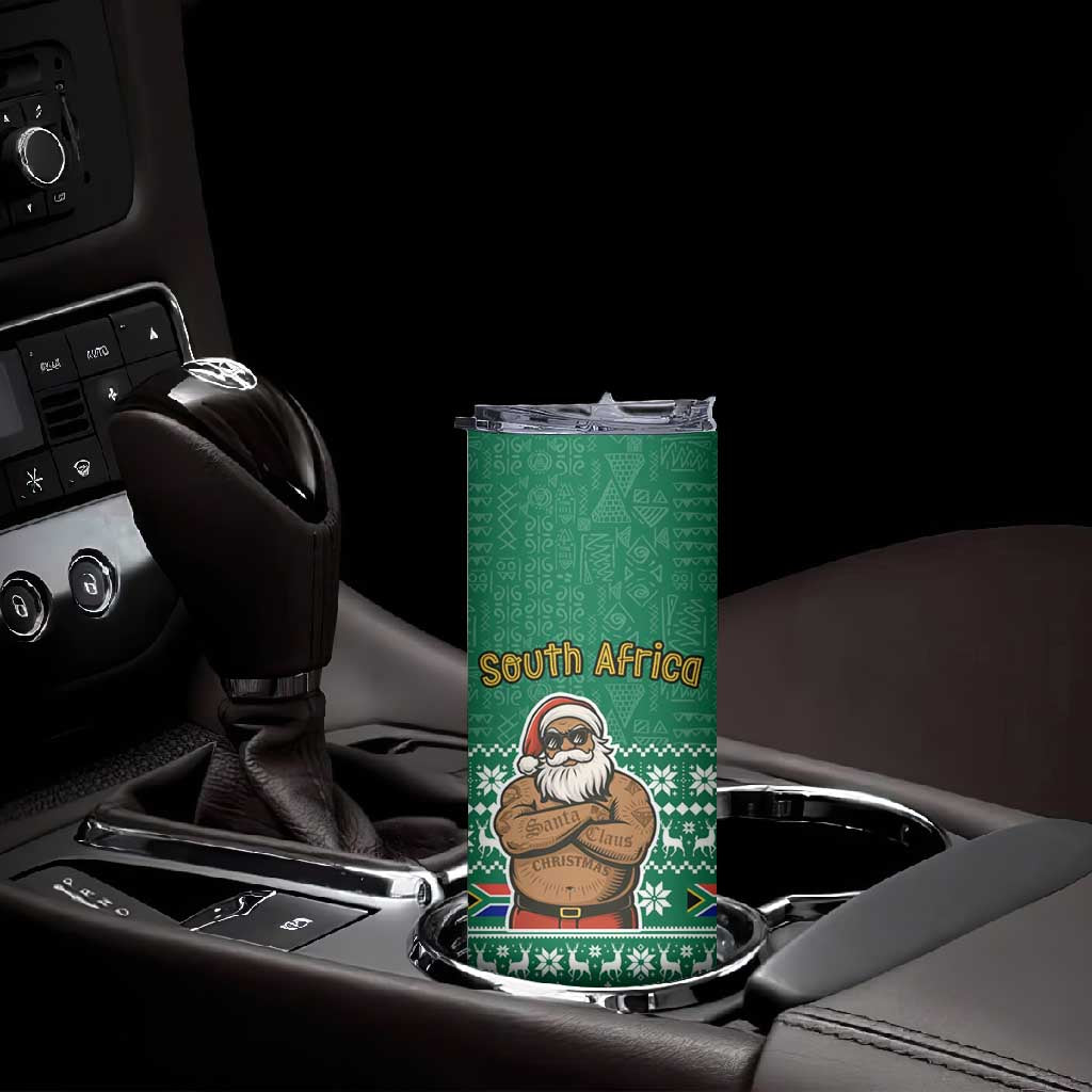 South Africa Christmas Skinny Tumbler Christmas Santa Claus Tattoo - African Pride