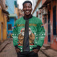 South Africa Christmas Sleeve Zip Bomber Jacket Christmas Santa Claus Tattoo - African Pride