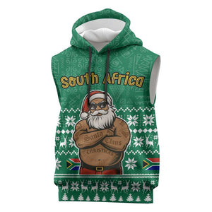 South Africa Christmas Sleeveless Hoodie Christmas Santa Claus Tattoo - African Pride
