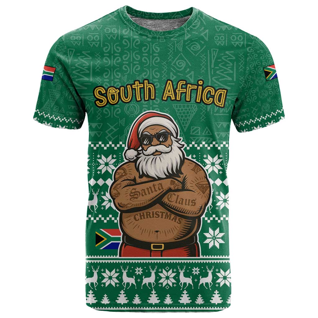 South Africa Christmas T shirt Christmas Santa Claus Tattoo - African Pride