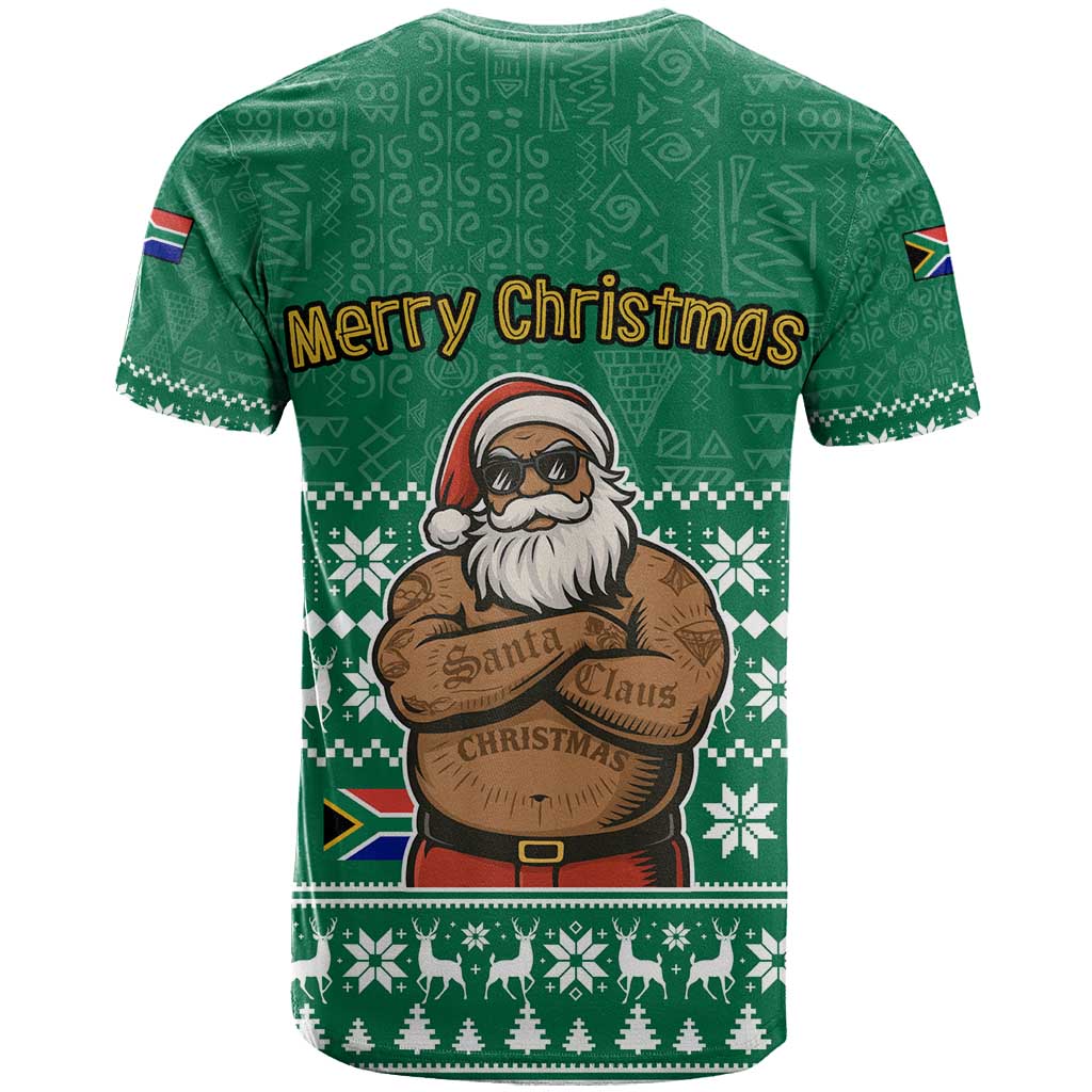 South Africa Christmas T shirt Christmas Santa Claus Tattoo - African Pride