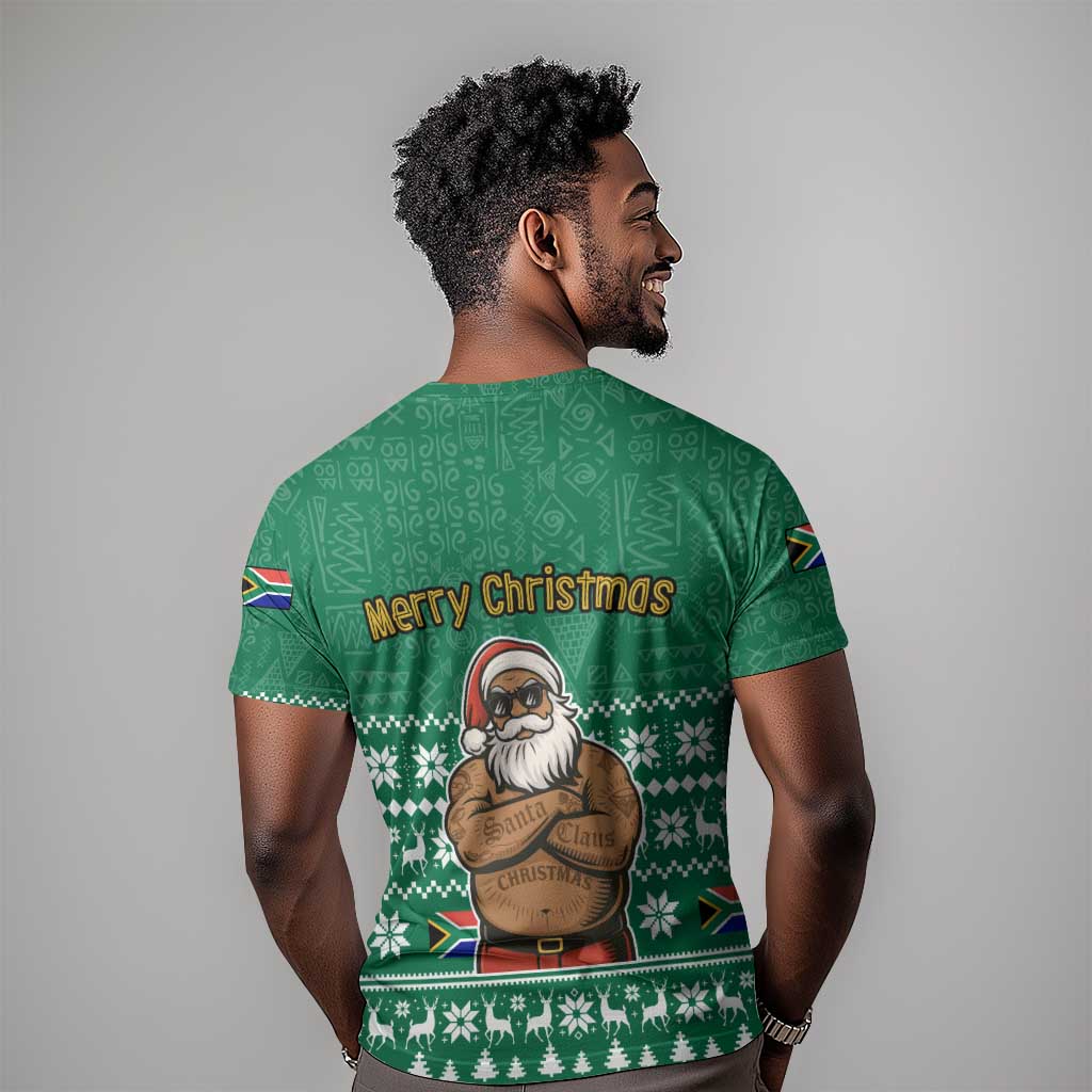 South Africa Christmas T shirt Christmas Santa Claus Tattoo - African Pride