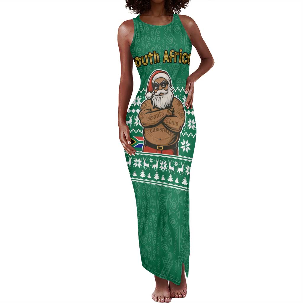 South Africa Christmas Tank Maxi Dress Christmas Santa Claus Tattoo - African Pride