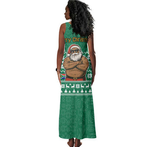 South Africa Christmas Tank Maxi Dress Christmas Santa Claus Tattoo - African Pride