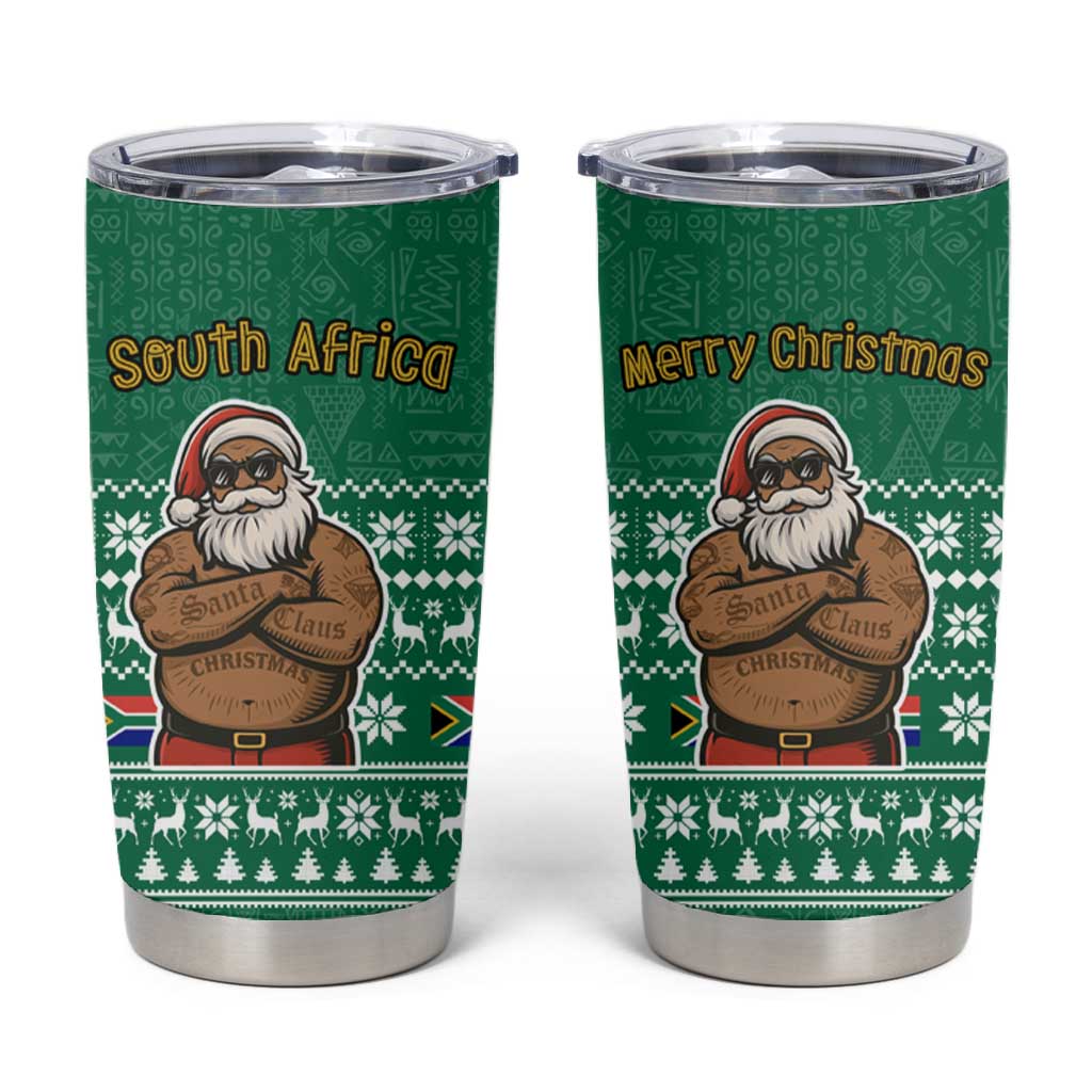 South Africa Christmas Tumbler Cup Christmas Santa Claus Tattoo - African Pride