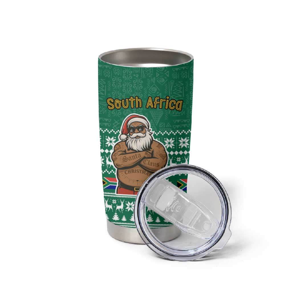 South Africa Christmas Tumbler Cup Christmas Santa Claus Tattoo - African Pride