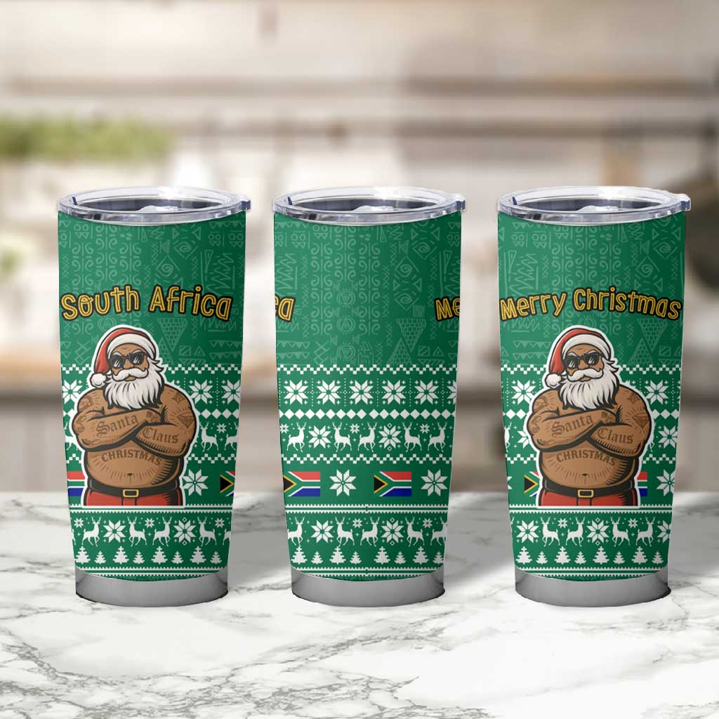 South Africa Christmas Tumbler Cup Christmas Santa Claus Tattoo - African Pride