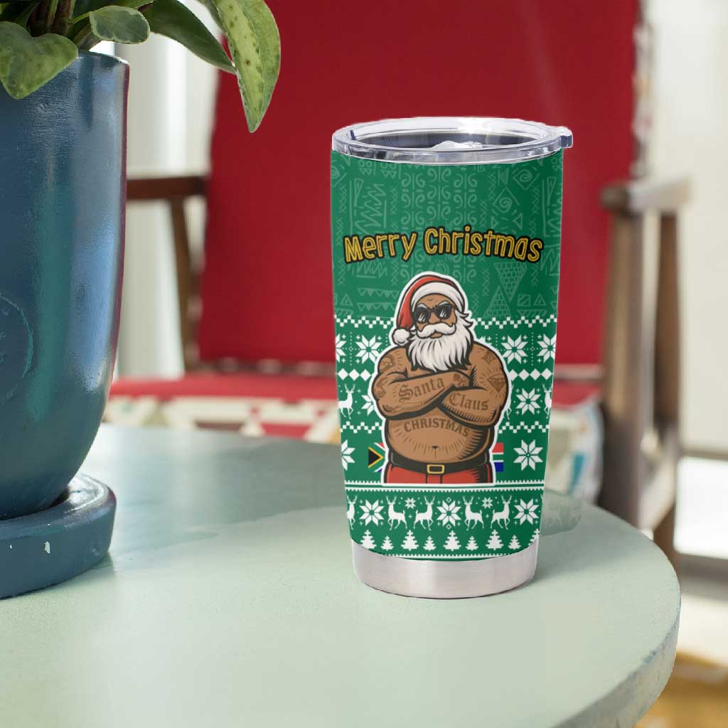 South Africa Christmas Tumbler Cup Christmas Santa Claus Tattoo - African Pride