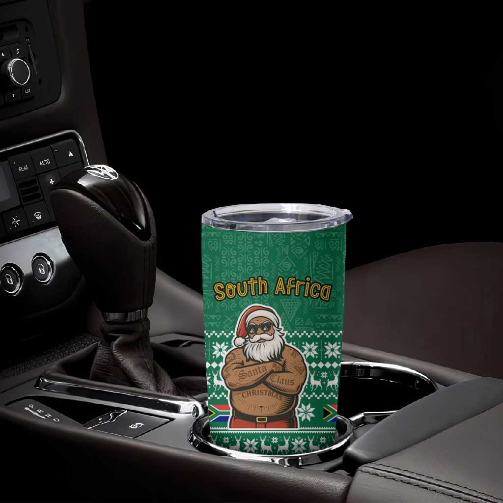 South Africa Christmas Tumbler Cup Christmas Santa Claus Tattoo - African Pride