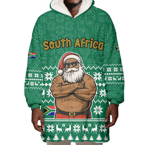 South Africa Christmas Wearable Blanket Hoodie Christmas Santa Claus Tattoo - African Pride