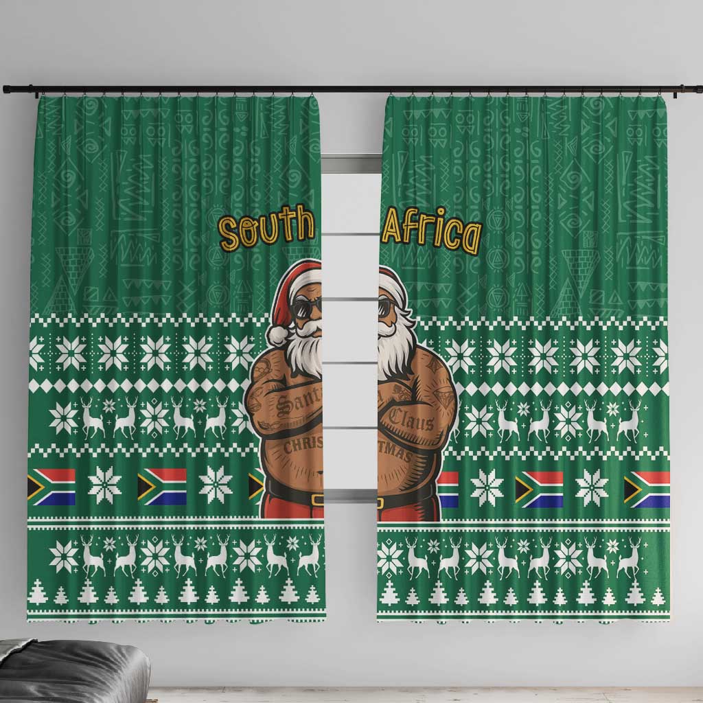 South Africa Christmas Window Curtain Christmas Santa Claus Tattoo - African Pride