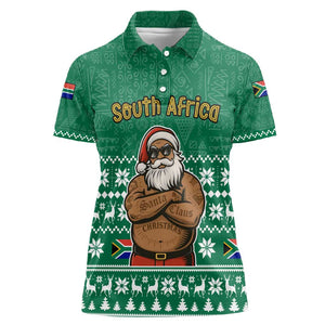 South Africa Christmas Women Polo Shirt Christmas Santa Claus Tattoo - African Pride