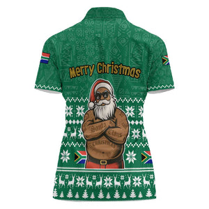South Africa Christmas Women Polo Shirt Christmas Santa Claus Tattoo - African Pride