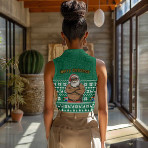 South Africa Christmas Women Sleeveless Polo Shirt Christmas Santa Claus Tattoo - African Pride