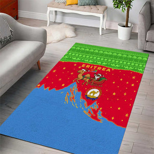 Eritrea Christmas Area Rug Santa Claus Camel Sleigh National Emblem - African Pride