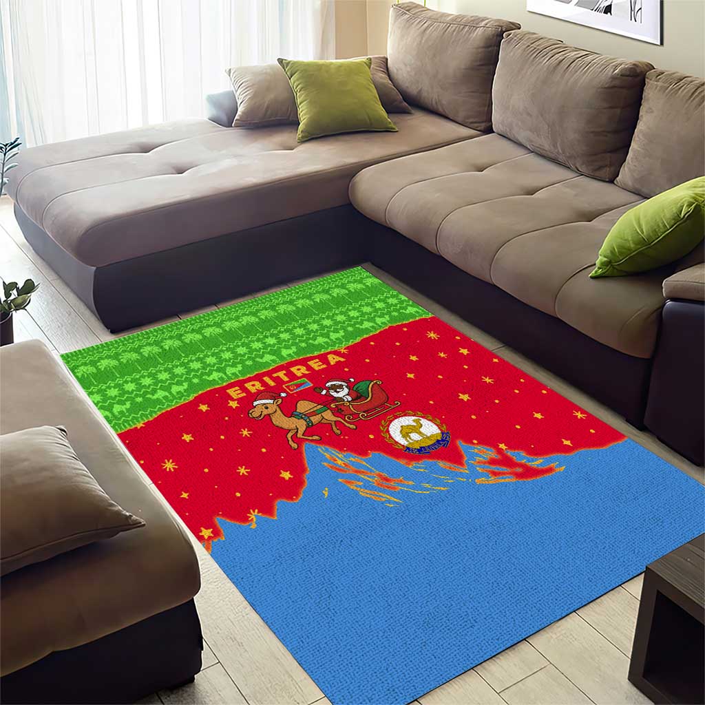 Eritrea Christmas Area Rug Santa Claus Camel Sleigh National Emblem - African Pride
