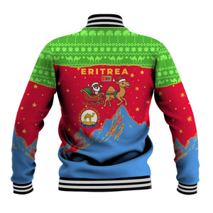 Eritrea Christmas Baseball Jacket Santa Claus Camel Sleigh National Emblem - African Pride