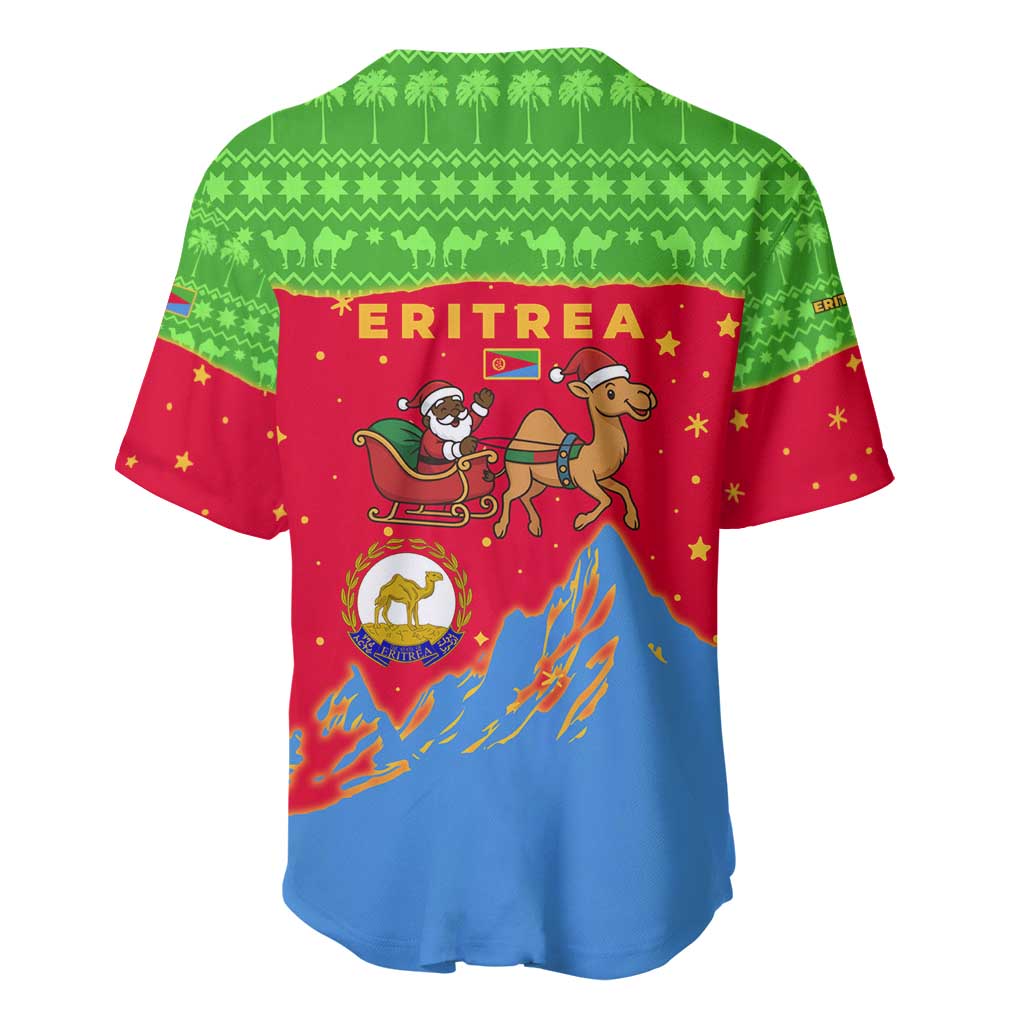 Eritrea Christmas Baseball Jersey Santa Claus Camel Sleigh National Emblem - African Pride