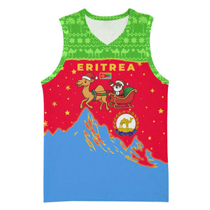 Eritrea Christmas Basketball Jersey Santa Claus Camel Sleigh National Emblem - African Pride