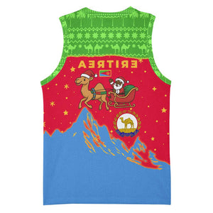 Eritrea Christmas Basketball Jersey Santa Claus Camel Sleigh National Emblem - African Pride